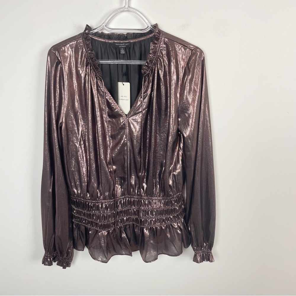 Current Air x Anthropologie Bristol Metallic Blouse Medium